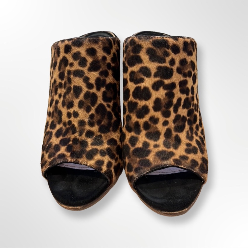 Prada leopard print calfskin and suede mules size 38.5